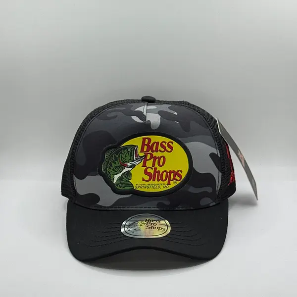 Bass Pro Shops Camuflada Gris Oscuro Parche Amarillo