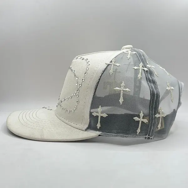 Bélica Rosario Cruz Dorada En Blanco