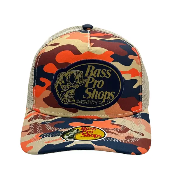 Bass Pro Shops Camuflada Naranja Parche Azul