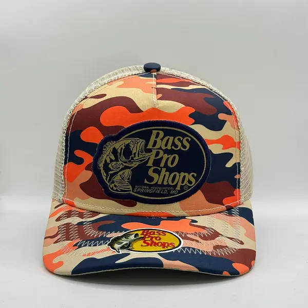 Bass Pro Shops Camuflada Naranja Parche Azul
