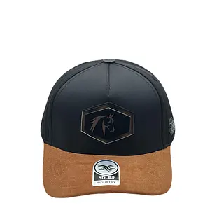 Gorra Adler Negra Caballo Vicera Gamuza Naranja