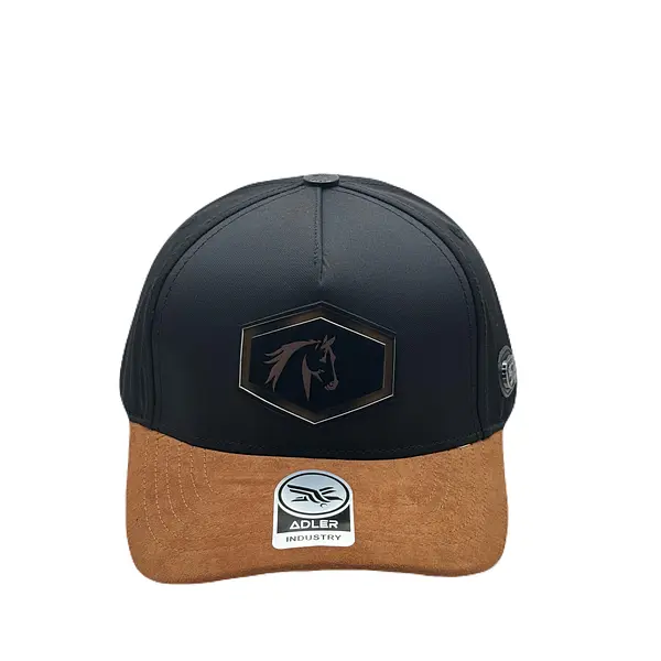 Gorra Adler Negra Caballo Vicera Gamuza Naranja