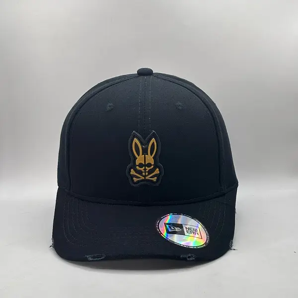 Gorra Psycobunny Negra Conejo Amarillo