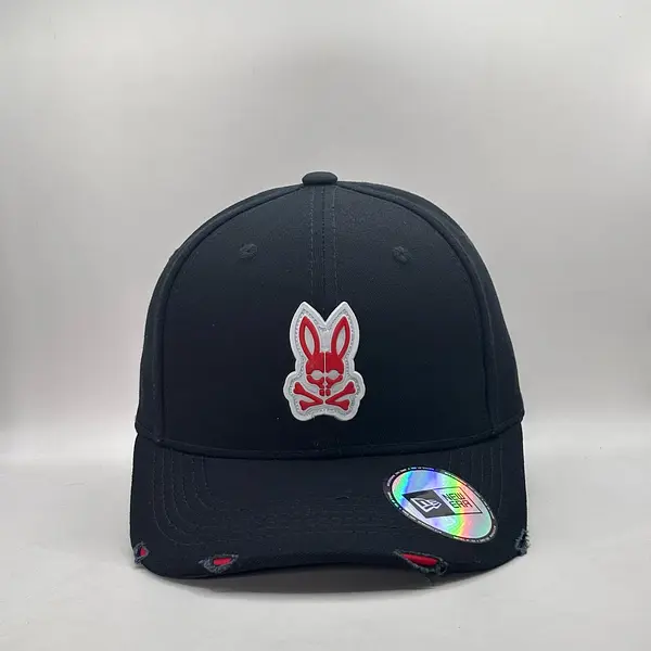 Gorra Psycobunny Negra Conejo Rojo