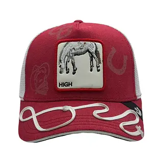 High Roja Caballo Vicera Con Lazo
