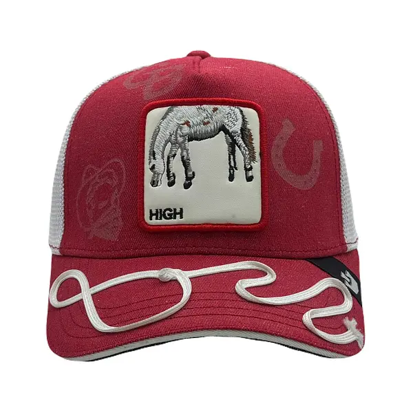 High Roja Caballo Vicera Con Lazo