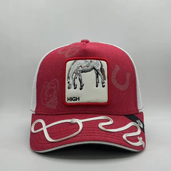 High Roja Caballo Vicera Con Lazo